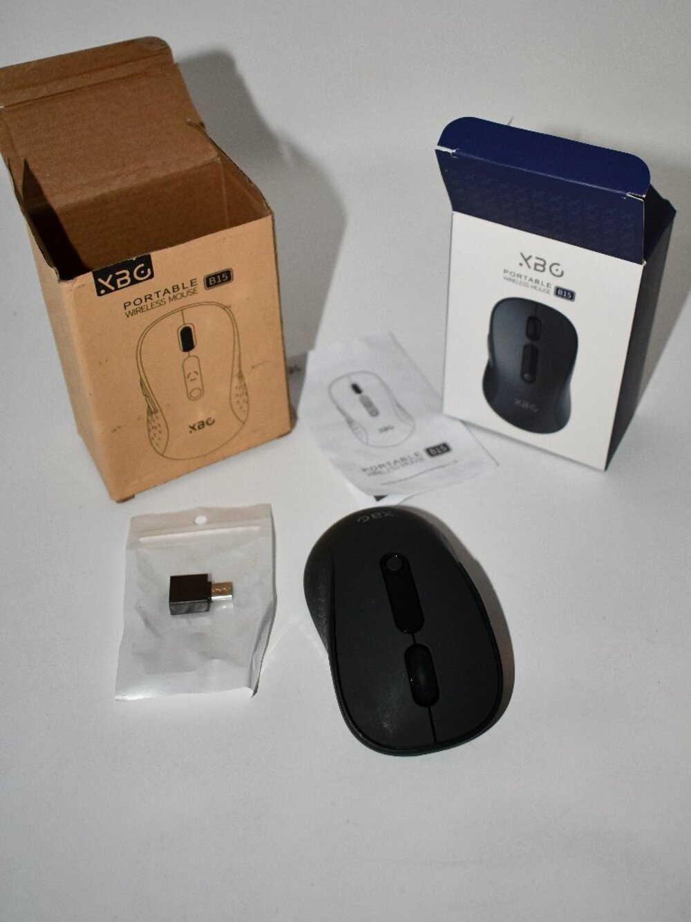 XBG B15Pro Tri-Mode Wireless Bluetooth Mouse, LED Display, Rechargeable, Black,